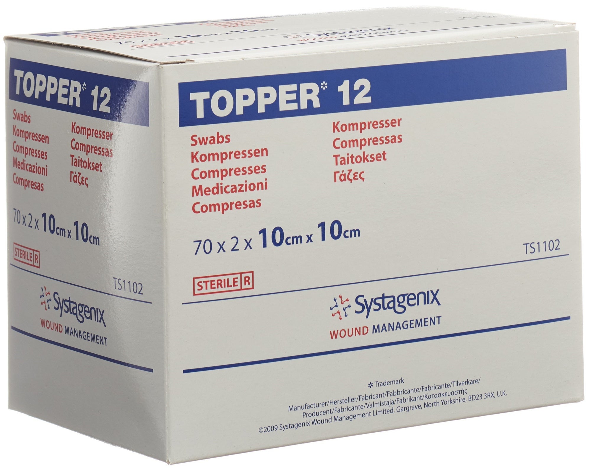 Topper 12 NW Compresse 10x10cm sterili 140 pezzi