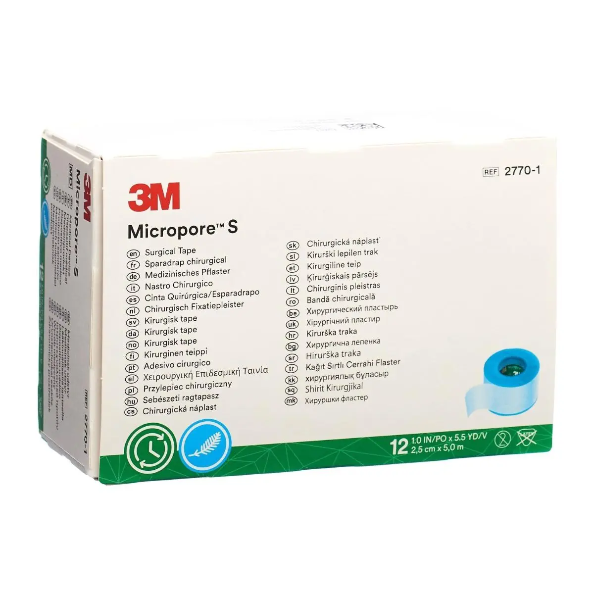 3M Micropore S rotolo di silicone 2,5cmx5m 12