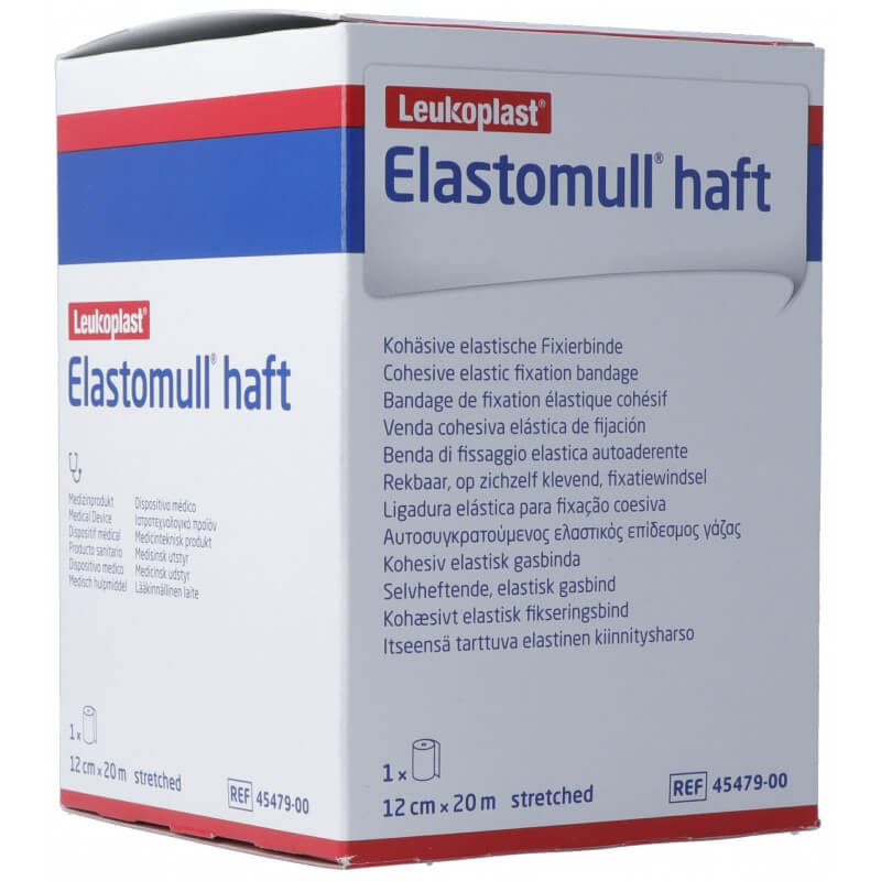Benda di garza adesiva Elastomull 20mx12cm in rotolo bianco