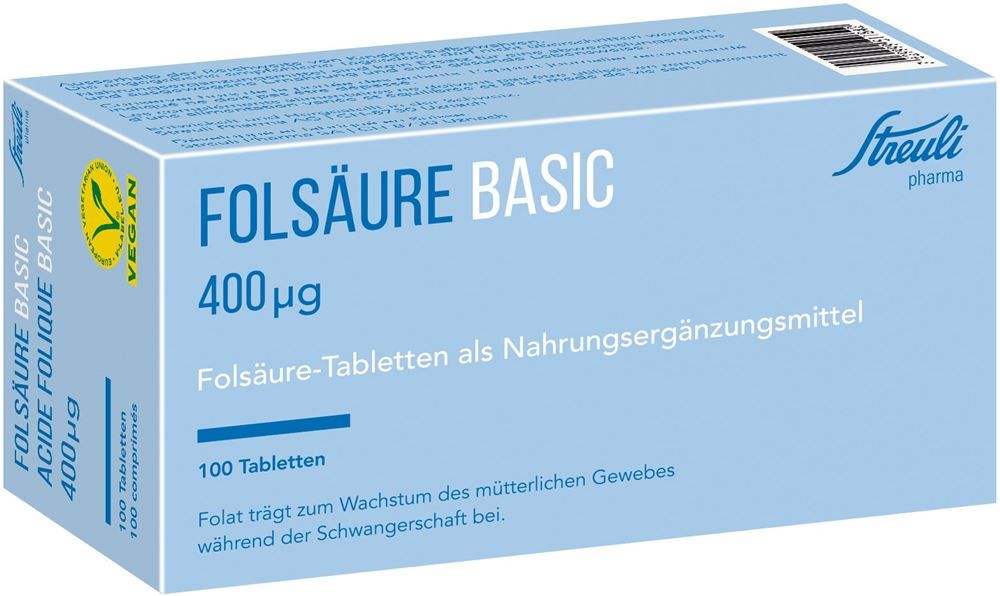 Acido folico Streuli Basic Tabl 400 mcg 100 pezzi