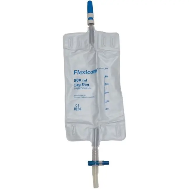 Flexicare sacca per urina 750ml 7cm con scarico e rubinetto girevole sterile 10 pezzi