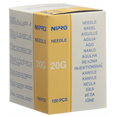 Aghi monouso Nipro 0,9x70mm 20Gx2 3/4" giallo 100 pezzi