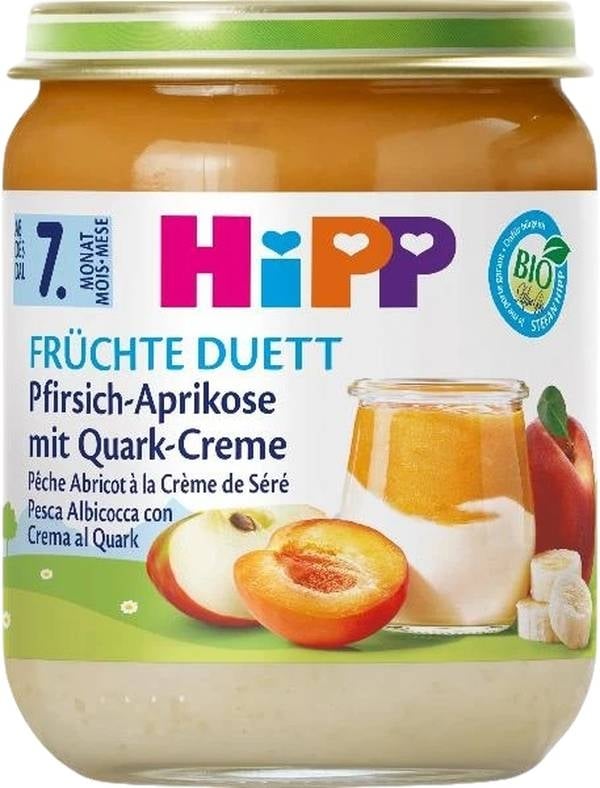 Vasetto di pesche e albicocche Hipp bio con quark 160g