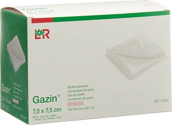 GAZIN compresse di garza 7,5x7,5 cm 8f sterili 50 x 2 pezzi