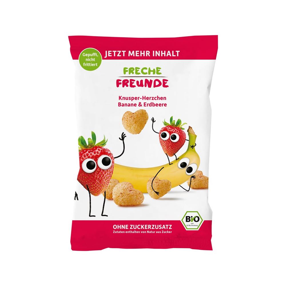 FRECHE FREUNDE Cuori croccanti banana e fragola Btl 30g