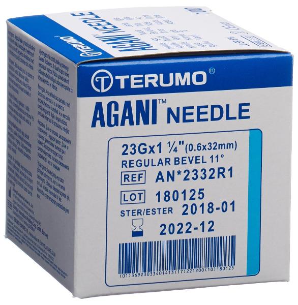 Terumo Agani cannula monouso 23G 0,6x32mm blu 100 pezzi