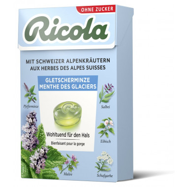 Ricola glacier mint caramelle alle erbe senza zucchero con stevia confezione da 50g