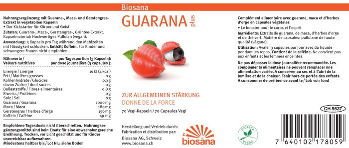 Biosana Guarana plus capsule 510 mg 70 pezzi