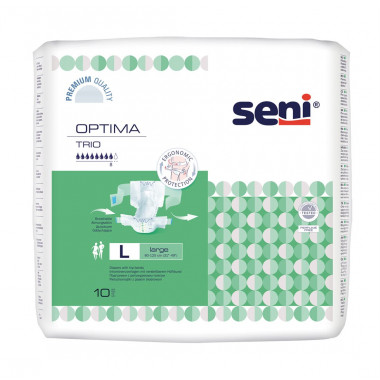 Seni Optima Trio imbottiture L con cintura traspirante circonferenza fianchi 80-125cm 8 gocce 10 pezzi