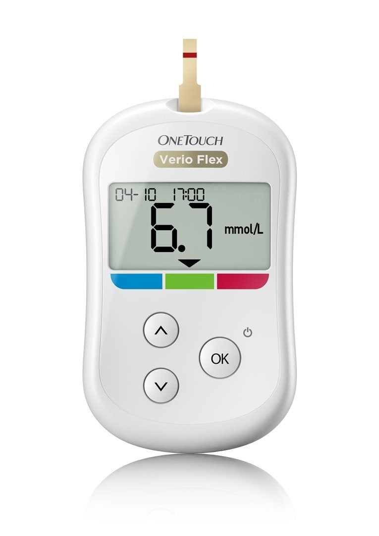 Sistema di monitoraggio della glicemia One Touch Verio Flex impostato su mmol/L