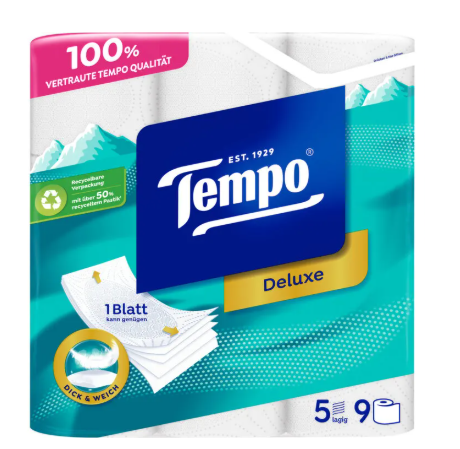 Tempo carta igienica 5ply 80 fogli 9 pezzi
