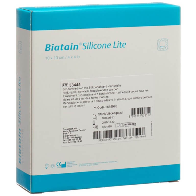 Medicazione in schiuma Biatain Silicone Lite 10x10cm 10 pezzi