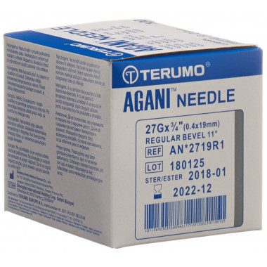 Terumo Agani cannula monouso 27G 0,4x19 mm grigio 100 pezzi