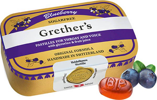 Grethers Pastiglie di mirtilli senza zucchero 110g