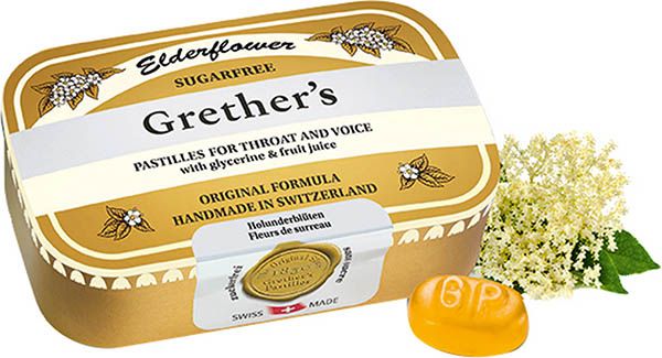 Grethers Pastiglie di fiori di sambuco senza zucchero 110g