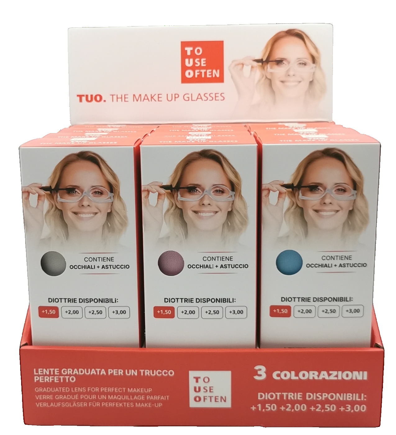 Occhiali da trucco con lente d'ingrandimento Blu +1,5 