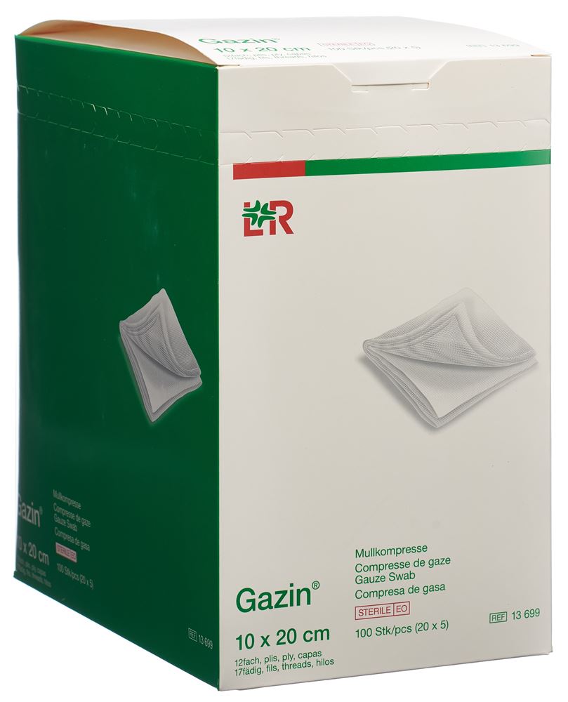 GAZIN compresse di garza 10x20cm 12f set sterile 20 x 5 pezzi
