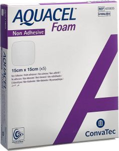 AQUACEL Medicazione in schiuma non adesiva 15x15cm 5 pezzi