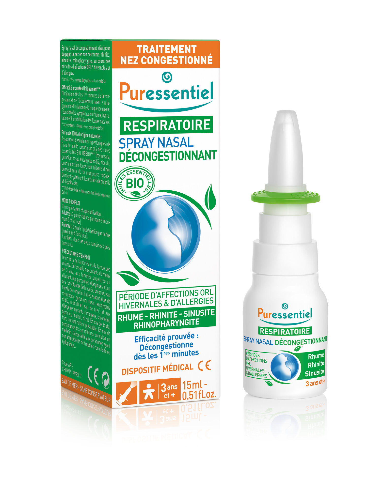 PURESSENTIEL spray nasale decongestionante olio essenziale biologico 15ml