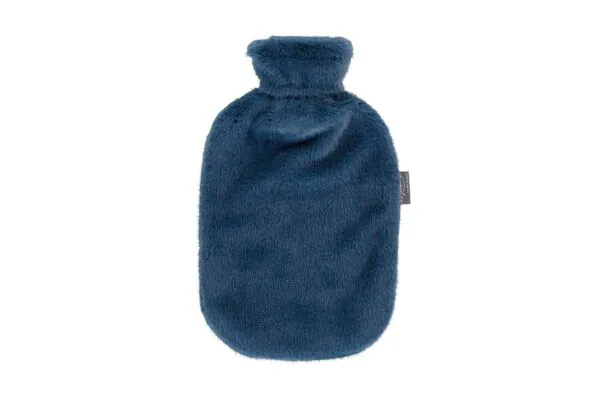 Borsa dell'acqua calda FASHY da 2 litri con copertura in pile blu
