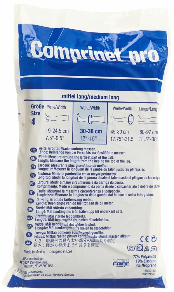 COMPRINET PRO Thrombo A-G Gr4 lungo bianco 1 paio