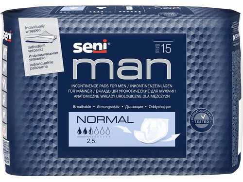 Seni Man Normal Einlagen atmungsaktiv anatomisch 21.5x28.5cm 2.5 Tropfen 15 Stück