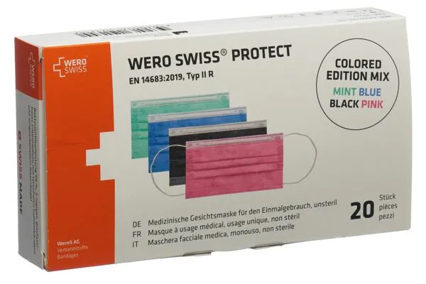 WERO SWISS Maschera di protezione tipo IIR colorata Scatola 20 pezzi