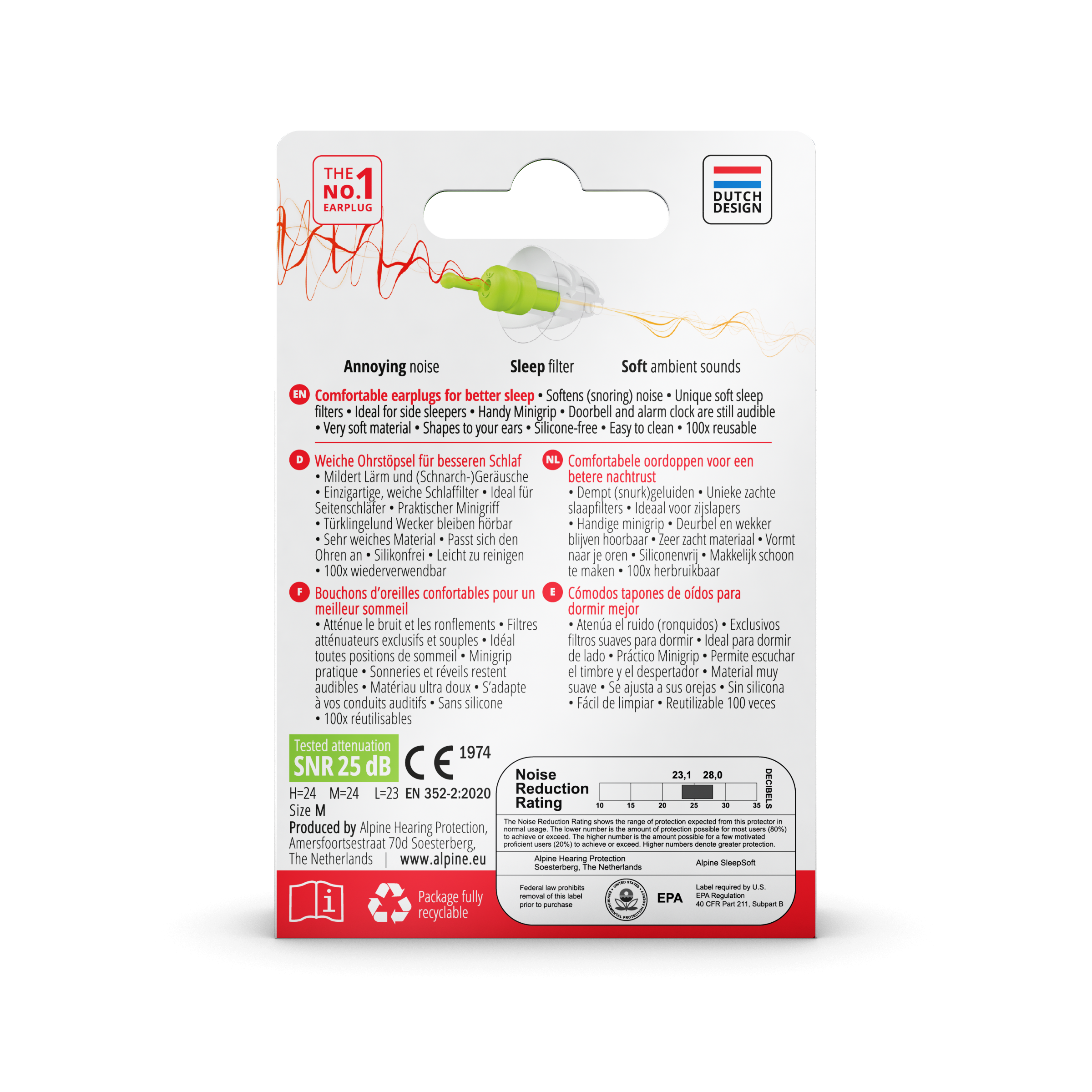 ALPINE SleepSoft+Earplugs Eurohole 1 paio