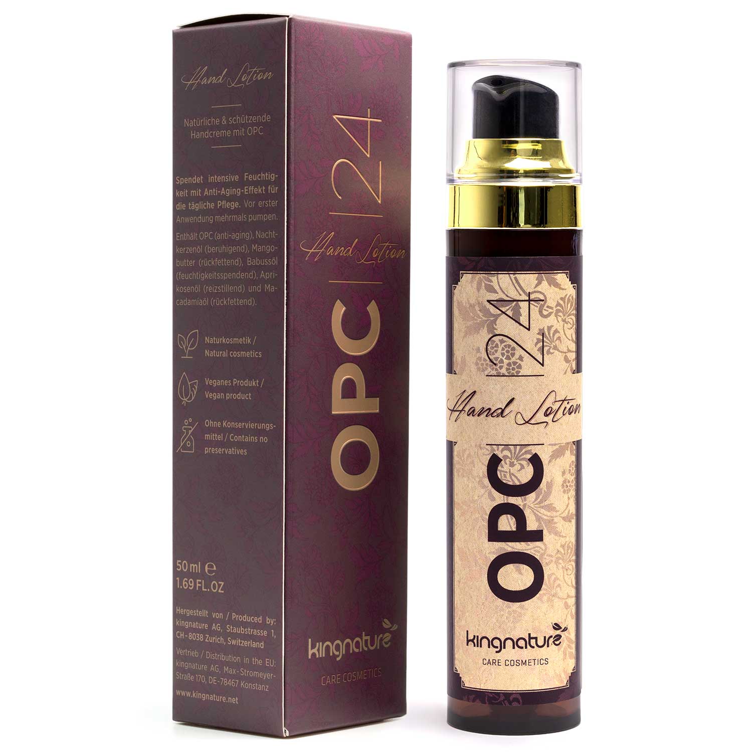 KINGNATURE OPC 24 Lozione per le mani, flacone da 50 ml