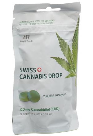 SWISS CANNABIS Drop 120 mg CBD Pastiglie Eucalipto senza zucchero Btl 24 pezzi