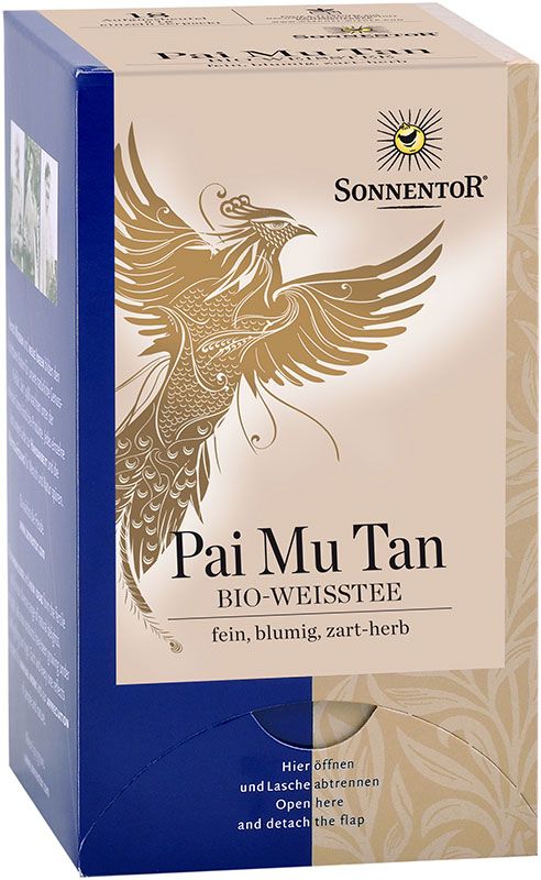 Sonnentor Tè bianco Pai Mu Tan BIO bustine di tè, 18 pezzi