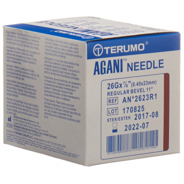 Terumo Agani cannula monouso 26G 0,45x23mm marrone 100 pezzi
