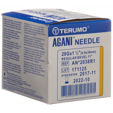 Terumo Agani cannula monouso 20G 0,9x38mm giallo 100 pezzi