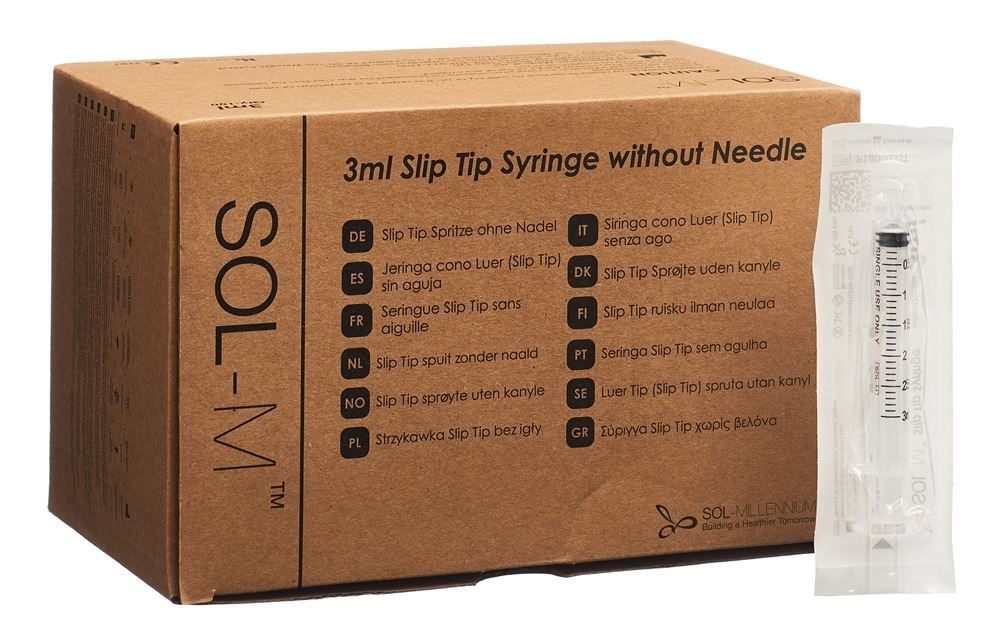 Sol-M siringa monouso 3ml SlipTip Confezione 100 pezzi
