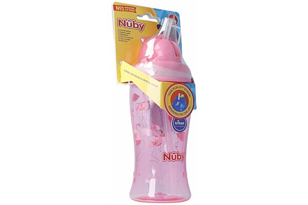 Nuby Flip-It tazza con cannuccia in TRITAN 360ml ROSA
