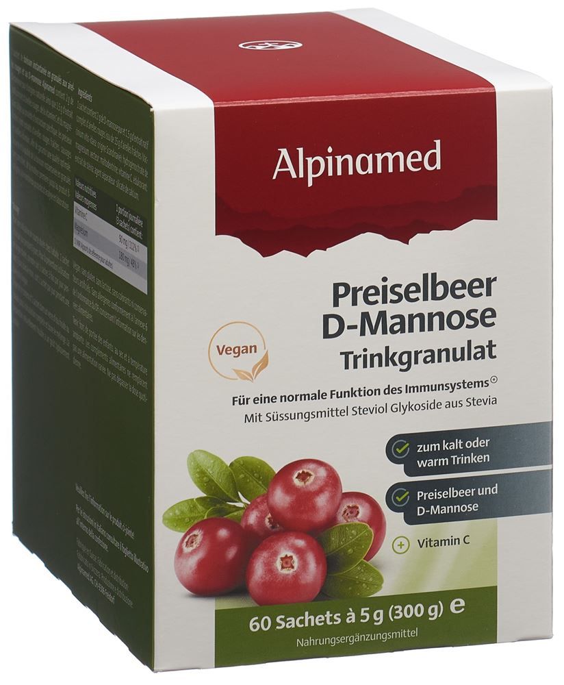 ALPINAMED Mirtillo rosso D-Mannosio Granuli da bere 60 bustine da 5 g ciascuna