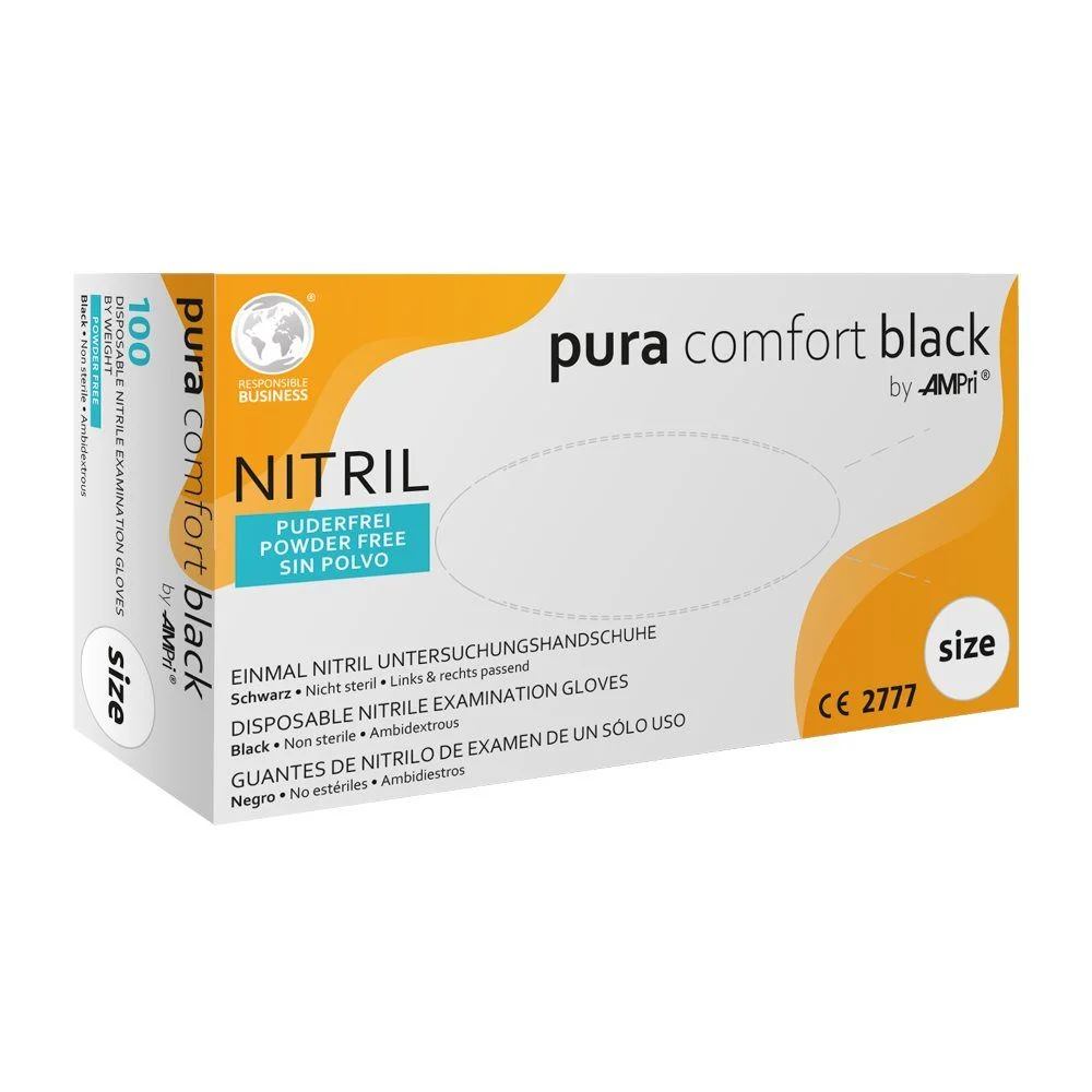 Ampri Nitril HS Pura Comf L nero Scatola 100 pezzi