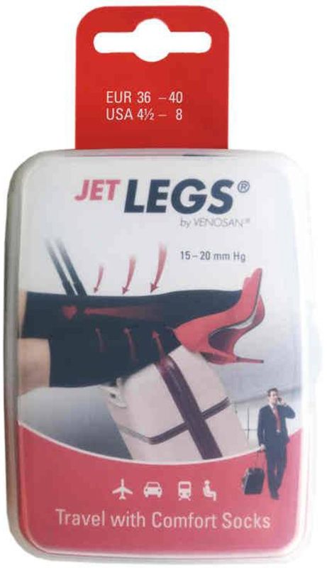 JET LEGS Calzini da viaggio 36-40 nero confezione da 1 paio