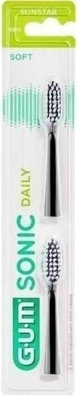 GUM Sonic Daily testine di ricambio nere 2 pezzi
