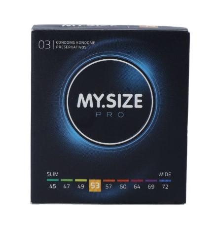 Preservativi MY SIZE PRO 53 mm, confezione da 3 pezzi