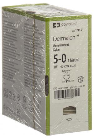 DERMALON 45cm blu 5-0 C-1 36 pezzi
